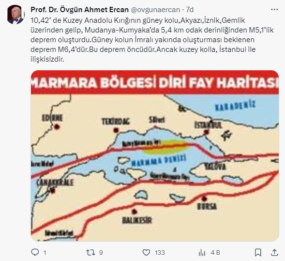 Ahmet Ercan'dan Marmara depremiyle ilgili ilk değerlendirme: İstanbul ile ilişkisizdir - Resim : 1