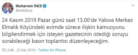 Muharrem İnce’den kumpasa karşı flaş hamle - Resim : 1
