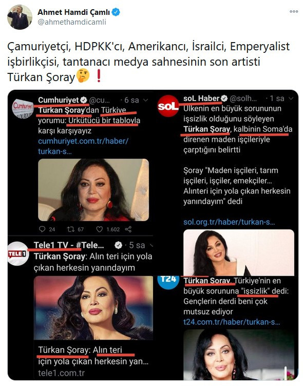 Mahsun Kırmızıgül'den Türkan Şoray'a destek - Resim : 1