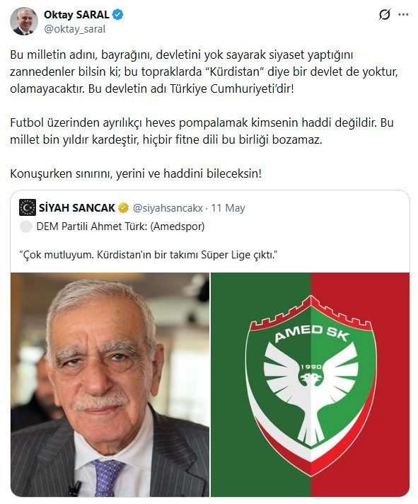 Beştepe’den Ahmet Türk’e zehir zemberek tepki! "Sınırını, yerini ve haddini bileceksin" - Resim : 1