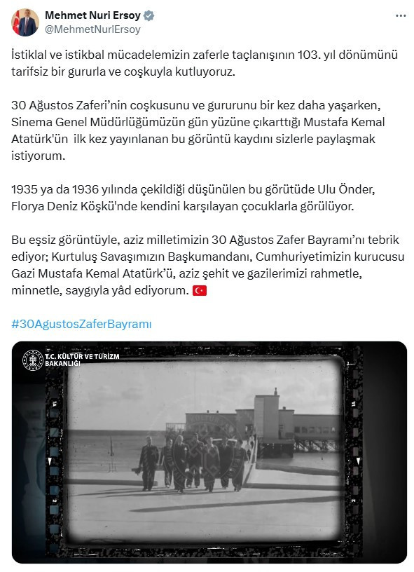 Bakan Ersoy paylaştı: Atatürk'ün bu görüntüleri ilk kez gün yüzüne çıktı - Resim : 1