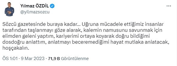 Sözcü TV'den ayrılan Yılmaz Özdil gazeteden de istifa etti: "Buraya kadar..!" - Resim : 1