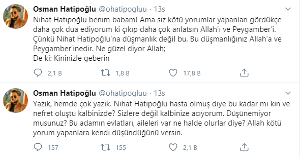 Nihat Hatipoğlu'nun oğlu olumsuz yorumlara isyan etti: Kininizle geberin - Resim : 2