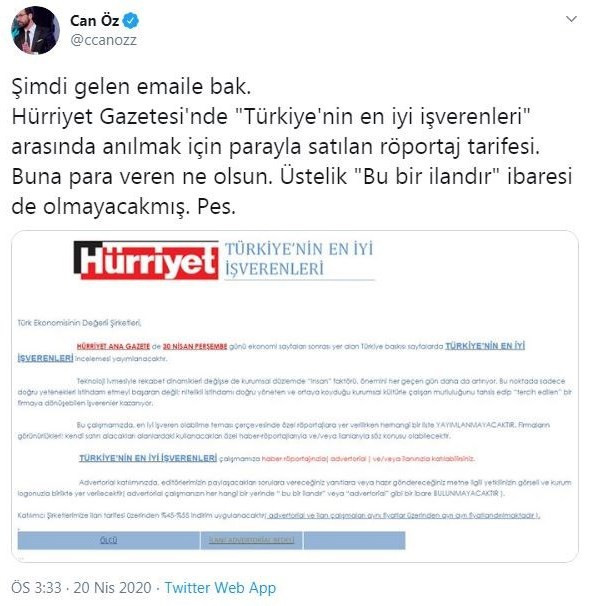Hürriyet’ten ‘haber’ satışı: Parayı basan ‘Türkiye’nin en iyi işvereni’ oluyor! - Resim : 1