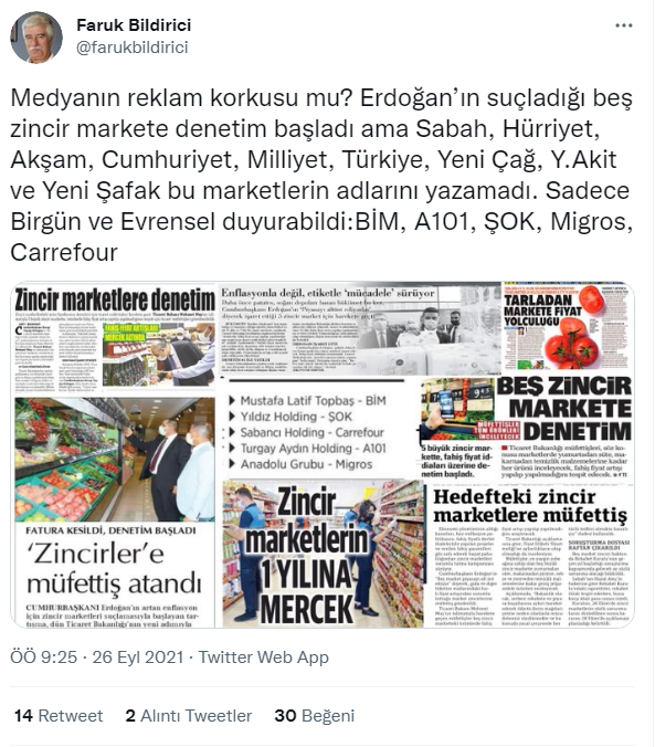 Medyanın zincir marketlerden reklam korkusu mu var? - Resim : 1