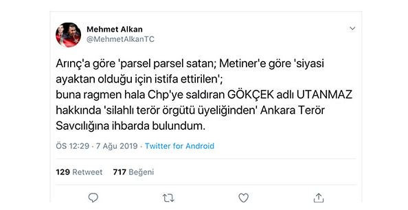 Gökçek hakkında silahlı terör örgütü üyeliğinden suç duyurusu - Resim : 1