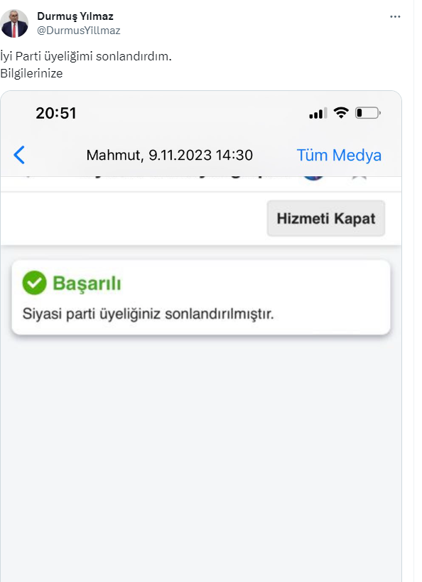 İYİ Parti'de şoke eden istifa! "Üyeliğimi sonlandırdım" - Resim : 1