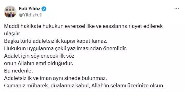 Diyanet'in "Miras hakkı" hutbesine gönderme mi? MHP'li Feti Yıldız'dan dikkat çeken paylaşım - Resim : 1