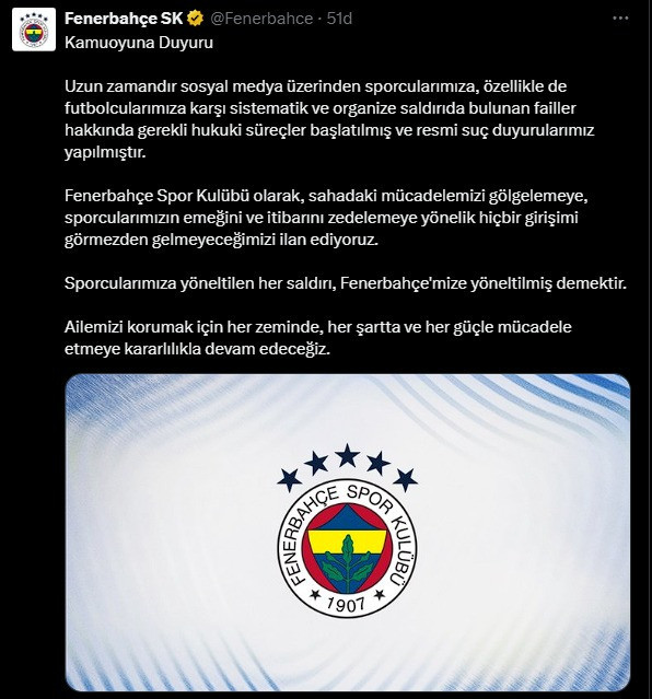Fenerbahçe'den suç duyurusu: Sistematik ve organize saldırı! - Resim : 1