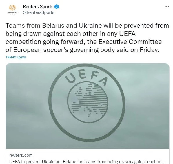 Ukrayna ve Belarus’a UEFA’dan eşleşme yasağı - Resim : 1