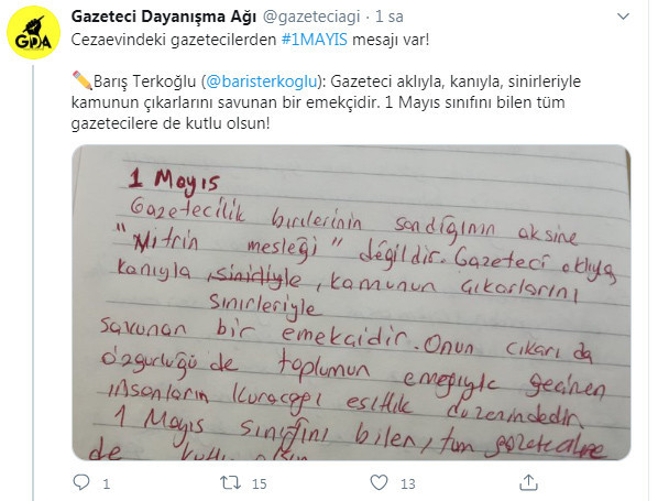 Tutuklu gazetecilerden 1 Mayıs mesajı! - Resim : 1