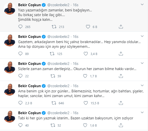 Kanser tedavisi gören Bekir Coşkun'dan mesaj var: “Benim için zor günler, bilemezsiniz” - Resim : 1