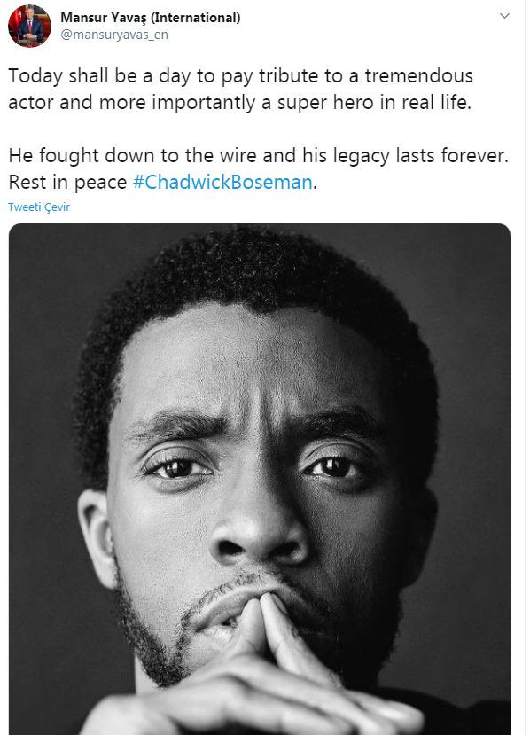 Mansur Yavaş’tan ‘Kara Panter’ Chadwick Boseman için taziye mesajı - Resim : 1