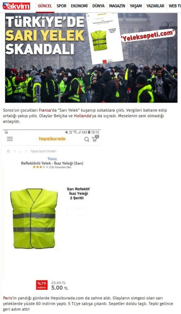 Takvim'in 'Sarı Yelek' iddiasına Hepsiburada'dan yanıt gecikmedi! - Resim : 1