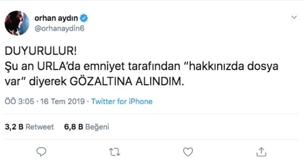 Gözaltına alınan Orhan Aydın serbest bırakıldı! Sebebi Esra Elönü çıktı - Resim : 1
