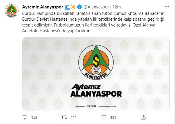 Alanyasporlu futbolcudan korkutan haber - Resim : 1