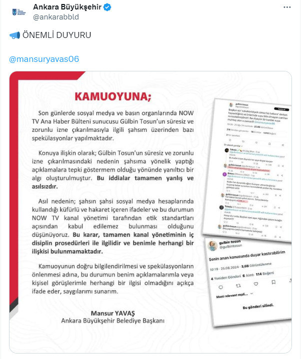 Mansur Yavaş'tan 'Gülbin Tosun' açıklaması - Resim : 1