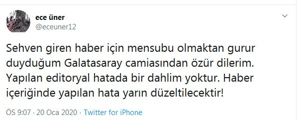 Sosyal medyada Galatasaray- Show Haber depremi! Ece Üner özür diledi, topu taca attı! - Resim : 1