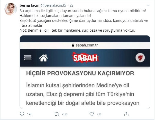 Berna Laçin'den Turkuvaz Grubu'na suç duyurusu - Resim : 1