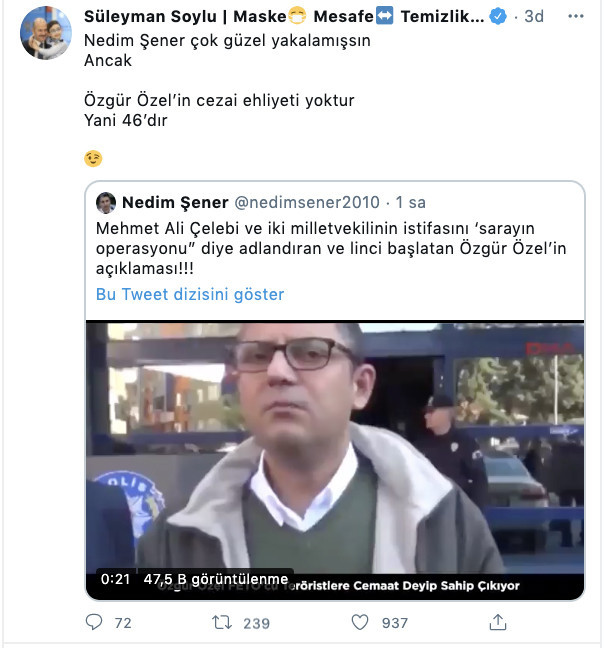 İçişleri Bakanı Soylu'dan Özgür Özel’e olay sözler! "Cezai ehliyeti yoktur, yani 46’dır" - Resim : 1