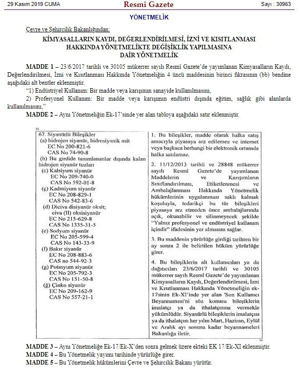 Siyanürün halka satışı yasaklandı - Resim : 1