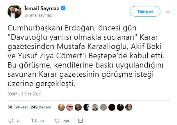 İsmail Saymaz'dan bomba iddia! Erdoğan Karar yazarlarıyla görüştü - Resim : 1