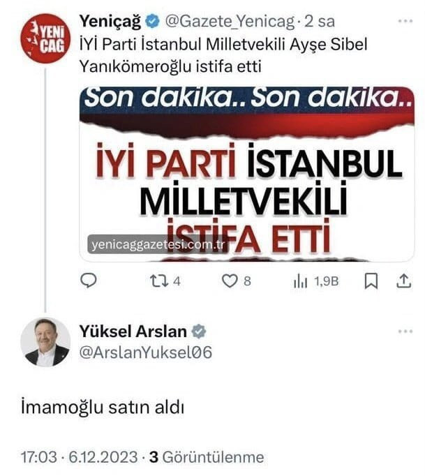 İYİ Partili vekilden, partiden istifa eden isme şok sözler! "İmamoğlu satın aldı" - Resim : 1