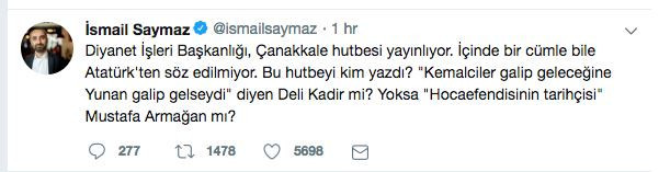 İsmail Saymaz Diyanet'e sordu: Bu hutbeyi Deli Kadir mi yazdı? - Resim : 1