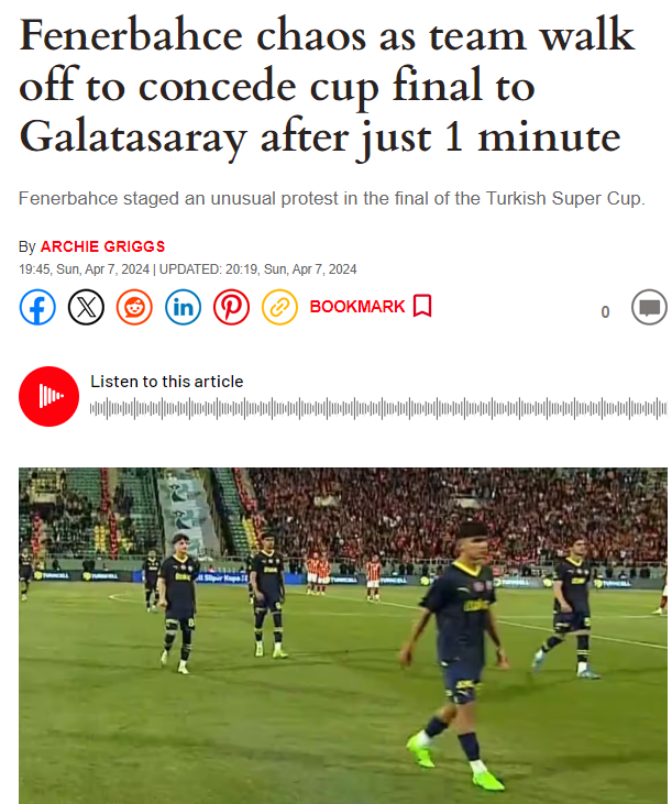 Fenerbahçe'nin Süper Kupa maçında sahadan çekilmesi dünya basınında - Resim : 2
