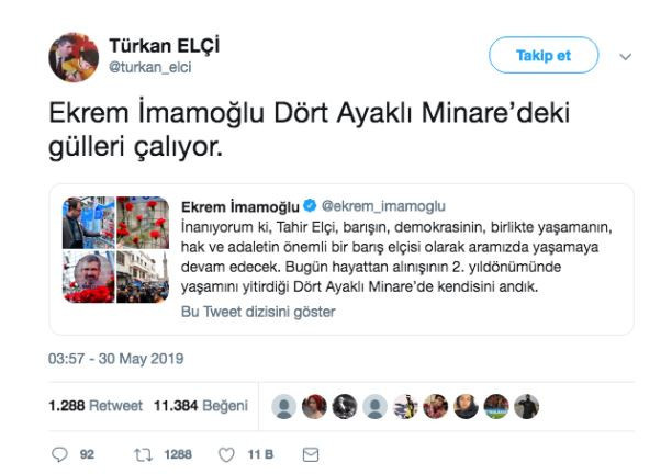 İmamoğlu Dört Ayaklı Minare’deki gülleri çalıyor - Resim : 1