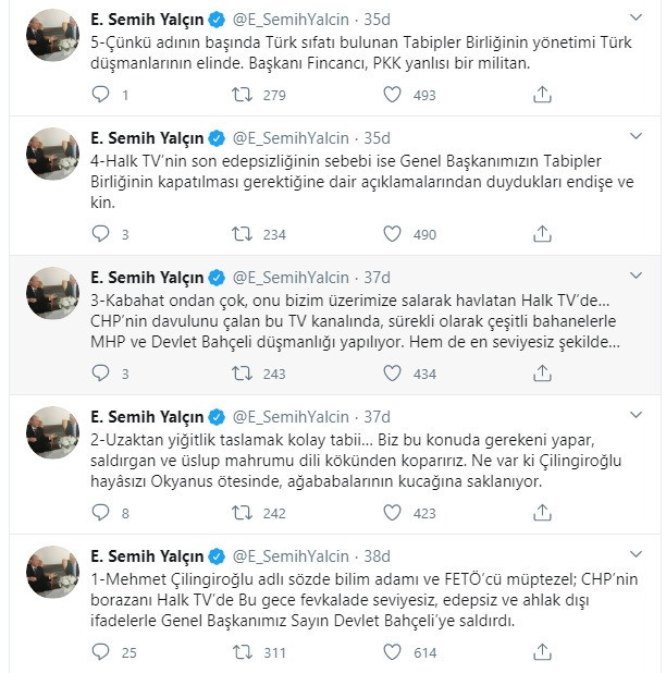 MHP'li Yalçın, Halk TV ile Prof. Dr. Çilingiroğlu'nu hedef aldı: "Dili kökünden koparırız" - Resim : 1