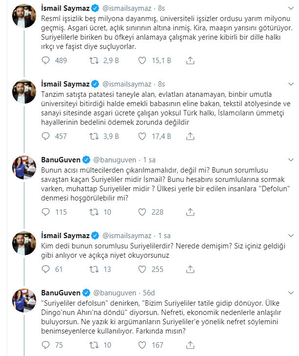 Banu Güven'le İsmail Saymaz Suriyeliler için tartıştı: SETA raporu gibi konuşmaya başladın! - Resim : 1