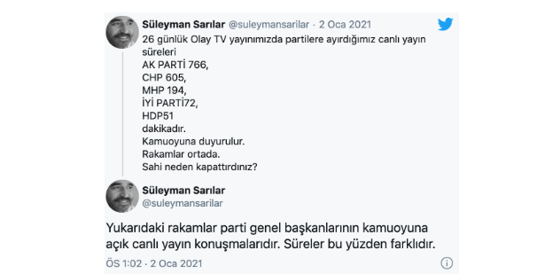 Sarılar, Olay TV’de partilere ayırdıkları süreleri paylaştı: Rakamlar ortada, neden kapattınız? - Resim : 1