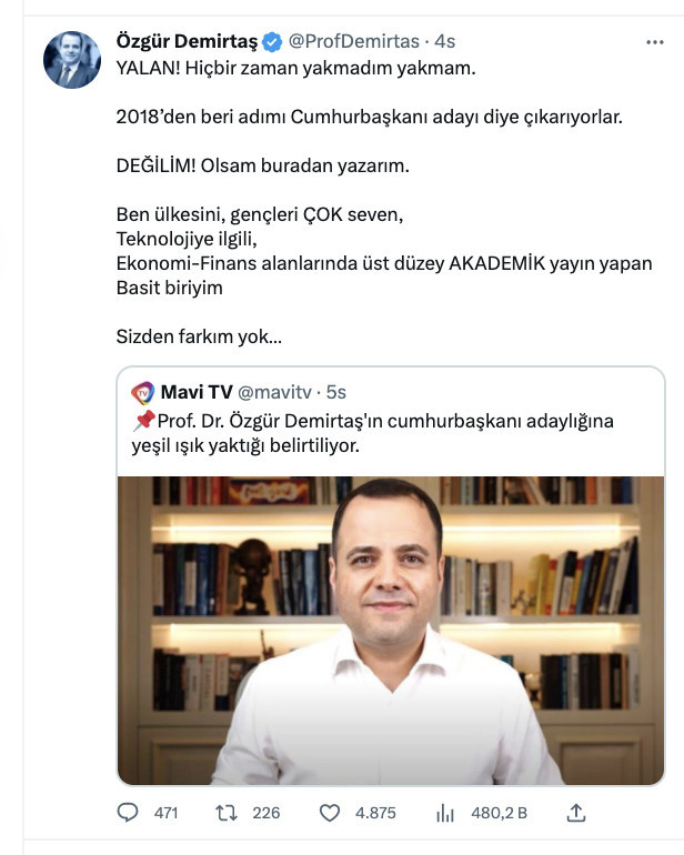 Prof. Dr. Özgür Demirtaş’tan cumhurbaşkanlığı adaylığı açıklaması! "2018’den beri..." - Resim : 1