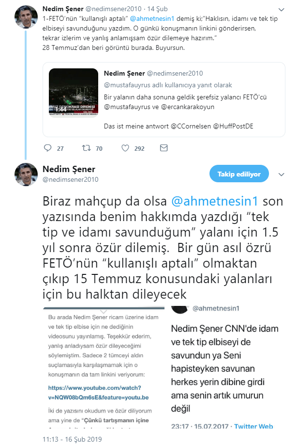Nedim Şener'den Ahmet Nesin'e '15 Temmuz' çıkışı! Kullanışlı aptal! - Resim : 1
