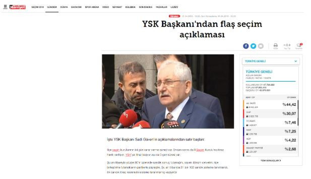 Hürriyet'ten skandal sansür: YSK Başkanının sözlerini sildiler - Resim : 1