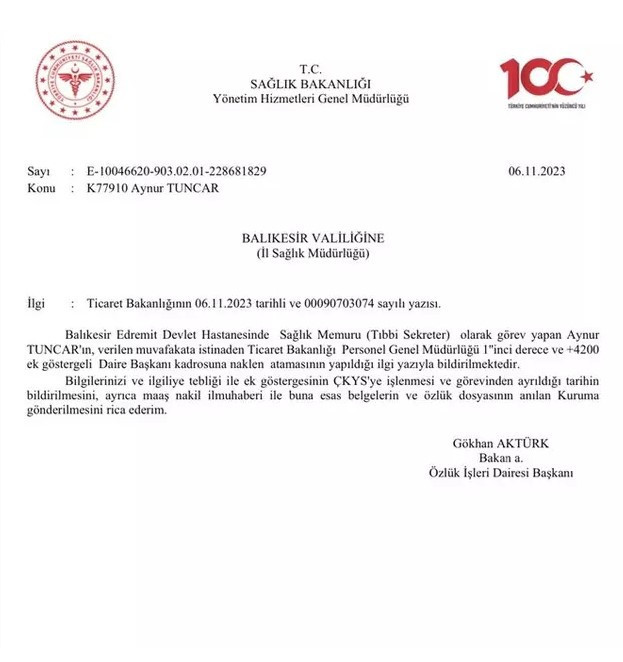 Şaşkınlık yaran atama kararı! Tıbbi Sekreterlikten Daire Başkanlığına... - Resim : 1