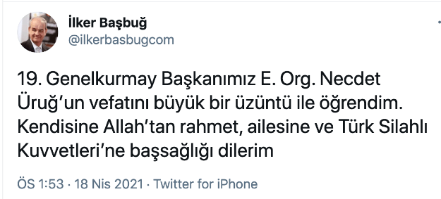 19. Genelkurmay Başkanı Necdet Üruğ vefat etti - Resim : 1
