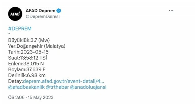 AFAD duyurdu! Malatya'da 3,7 büyüklüğünde deprem! - Resim : 1