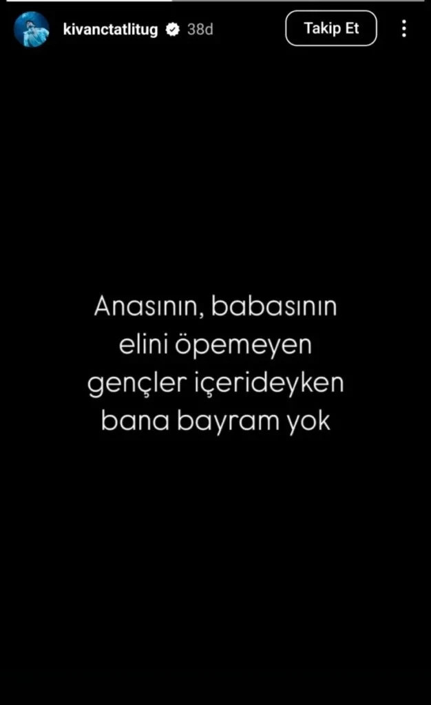 Kıvanç Tatlıtuğ'dan tutuklanan gençlere destek: "Gençler içerideyken bana bayram yok" - Resim : 1