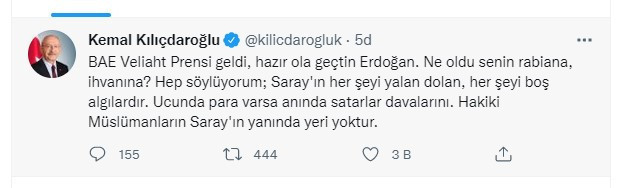 Kemal Kılıçdaroğlu'ndan Erdoğan'a çok sert BAE tepkisi: Ne oldu senin Rabia'na, İhvan'ına? - Resim : 1