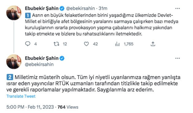 RTÜK Başkanı Şahin'den yayıncılara uyarı: Titizlikle takip edilmekte! - Resim : 1