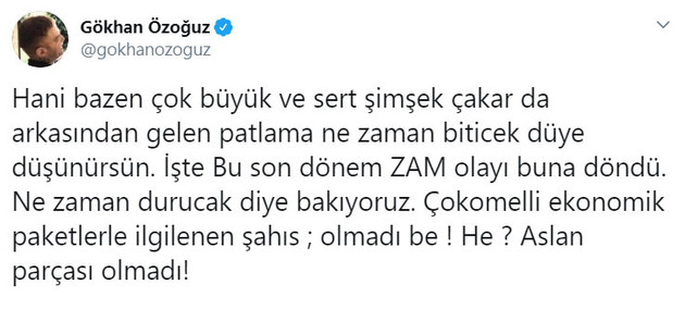 Gökhan Özoğuz'dan Berat Albayrak'a gönderme: Aslan parçası olmadı - Resim : 1