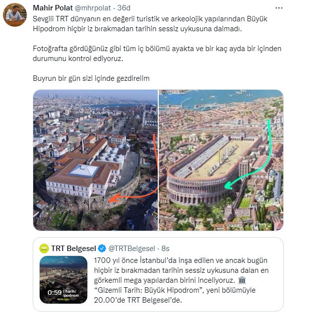 İBB'den TRT Belgesel'e "Büyük Hipodrom" tepkisi: Buyurun bir gün sizi içinde gezdirelim - Resim : 1