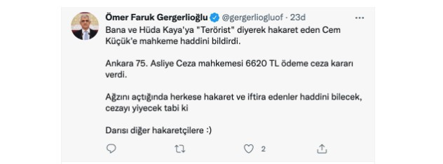 Cem Küçük, Hüda Kaya ve Gergerlioğlu’na tazminat ödeyecek - Resim : 1