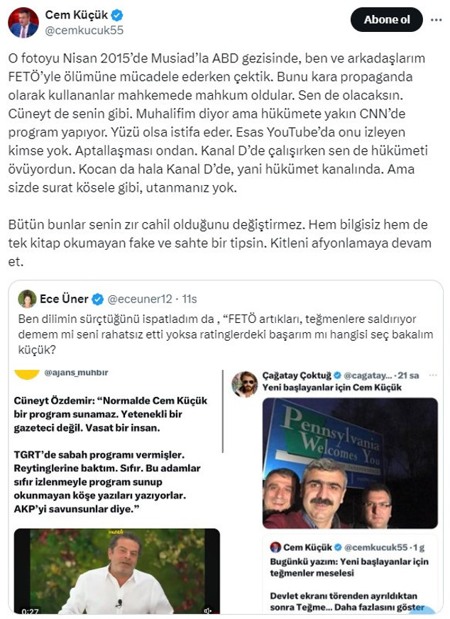 Ece Üner'den kendisine "Zır cahil sunucu" diyen Cem Küçük'e yanıt: “FETÖ artıkları..." - Resim : 3