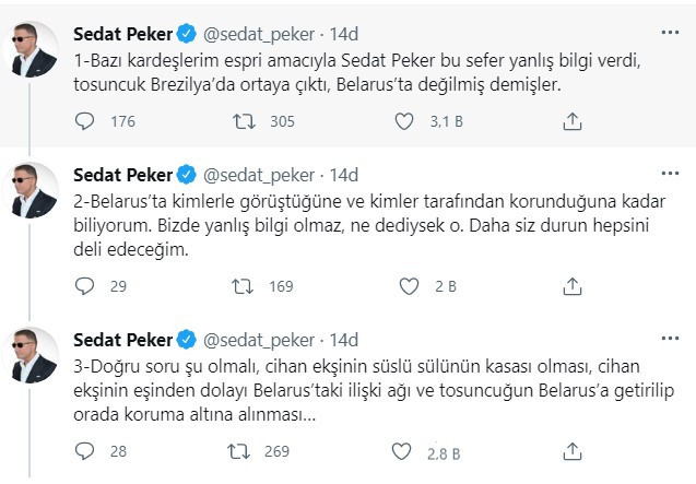 Sedat Peker'den, 'Tosuncuk ve Cihan Ekşioğlu' iddiası - Resim : 1