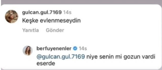 Berfu Yenenler'den 'Keşke evlenmeseydin' diyen takipçisine olay yanıt - Resim : 1