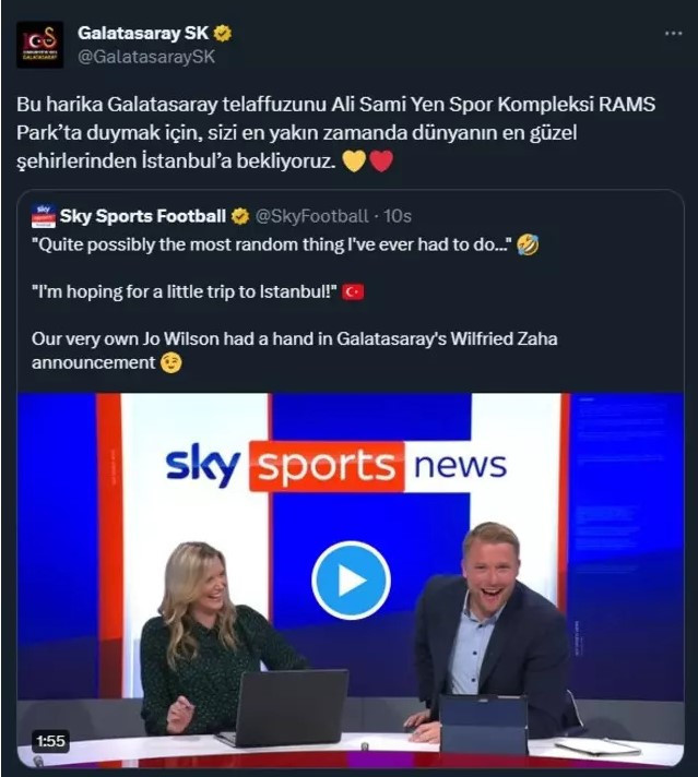 Galatasaray'dan Sky Sports muhabiri Jo Wilson'a özel davet! - Resim : 1