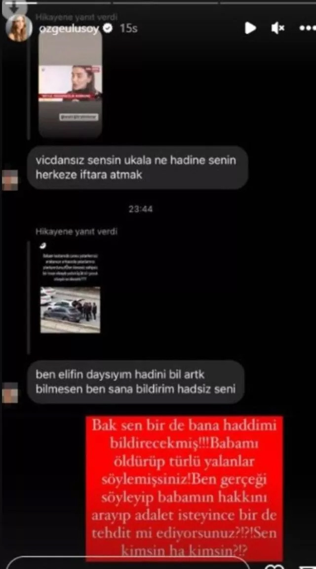 Özge Ulusoy "Tehdit ediliyorum" deyip mesajları ifşa etti - Resim : 1
